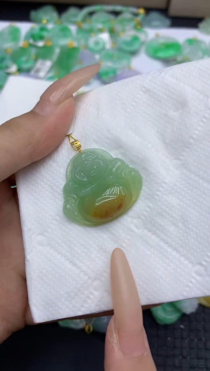 颈饰18K金镶嵌翡翠天然缅甸A货翡翠