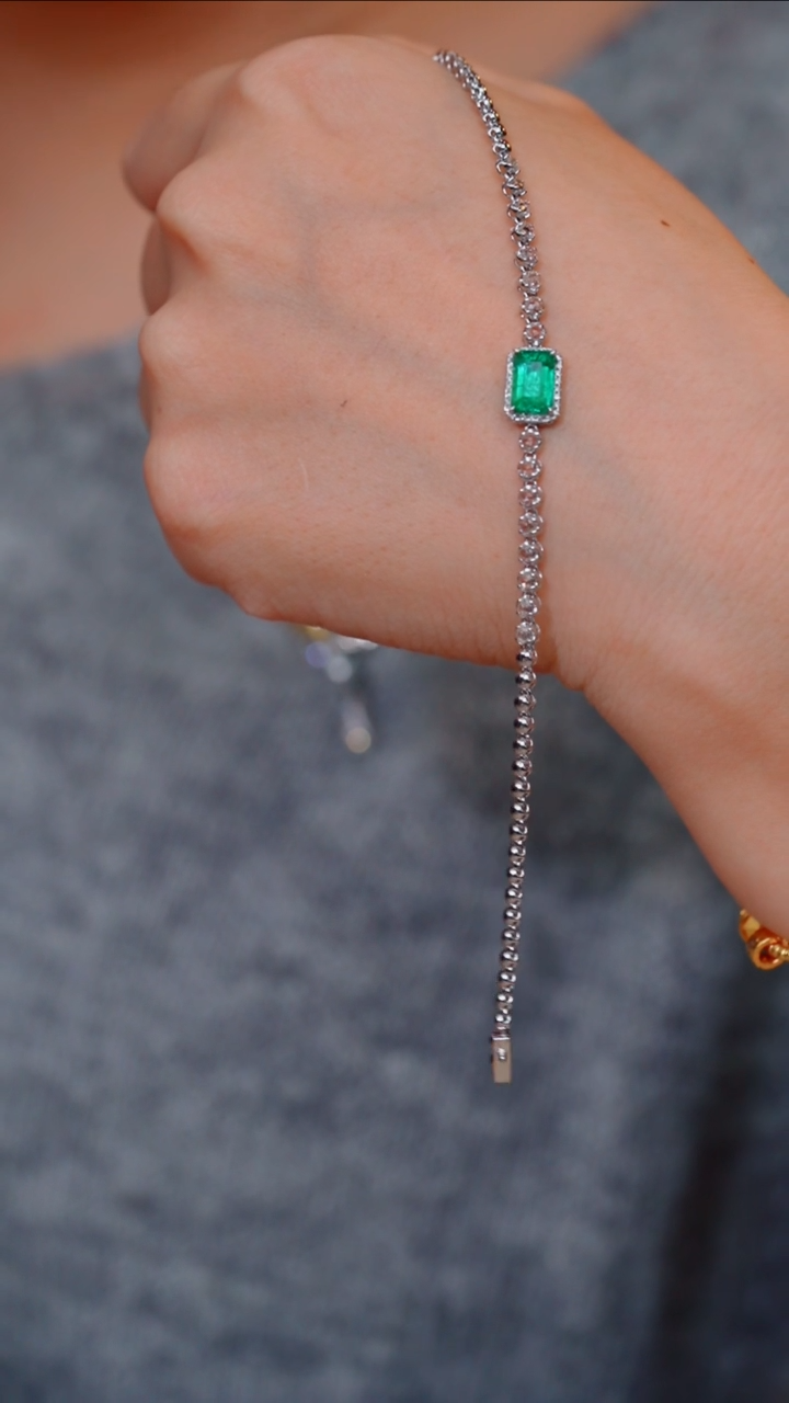 【闪购商品】祖母绿手链18K金镶嵌多样性发@@Q2195