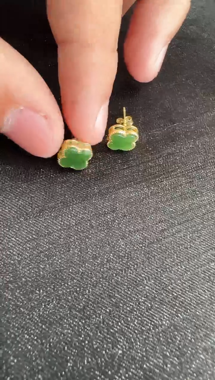 【闪购商品】和田玉（碧玉）耳钉银S925镶嵌多样性发一