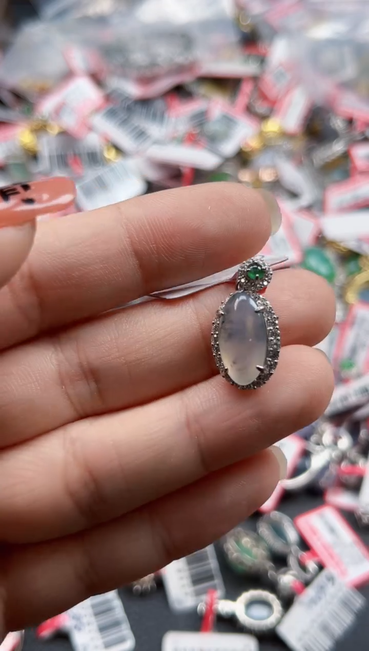 银S925镶嵌戒指翡翠天然A货缅甸翡翠