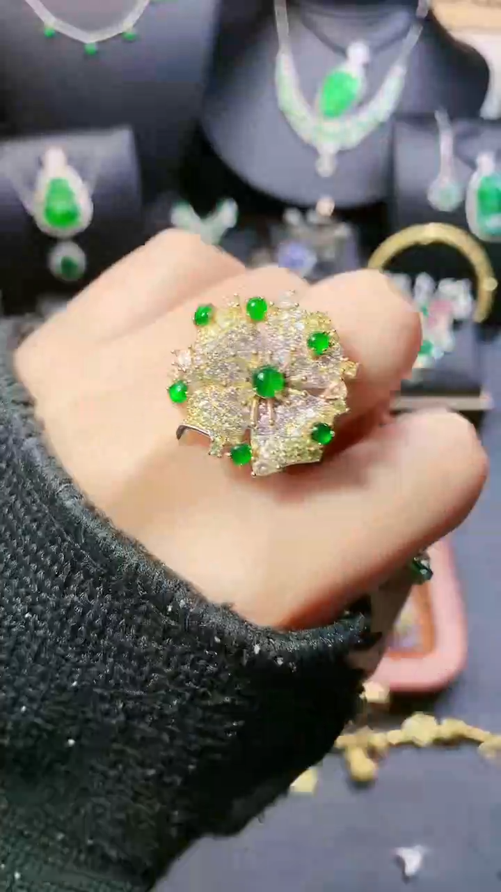 【闪购商品】翡翠戒指银S925镶嵌戒指