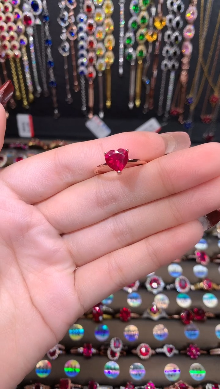 【闪购商品】红宝石戒指银S925镶嵌玫瑰金8