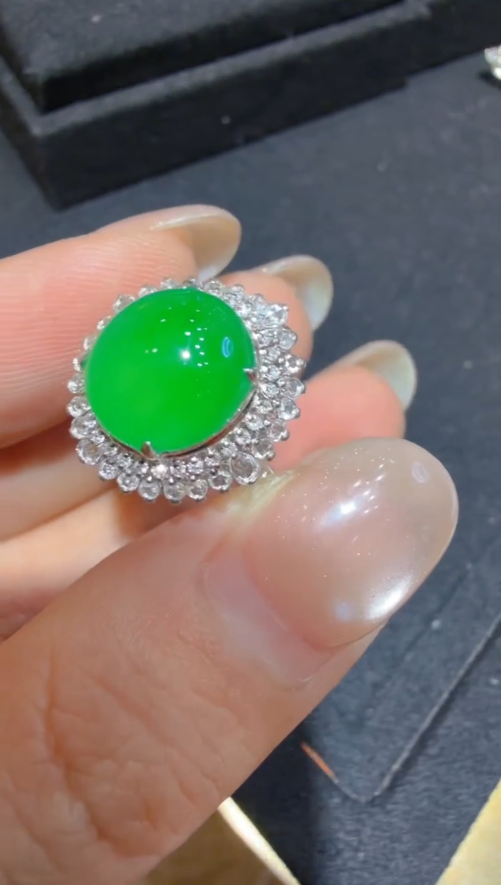 18K金镶嵌戒指翡翠多样性团购发一件