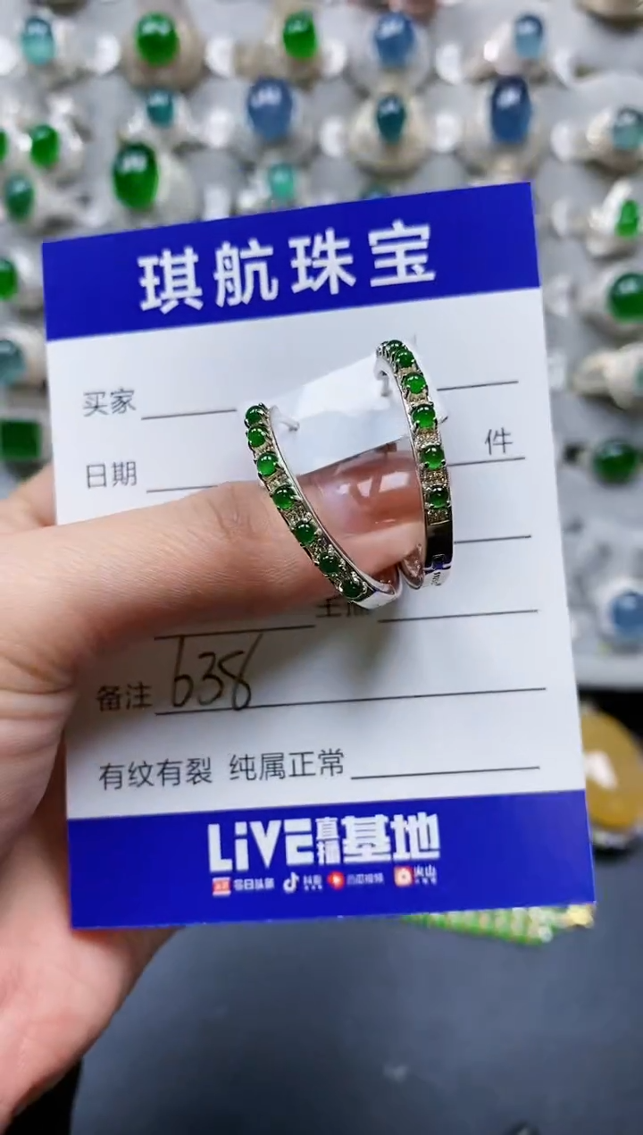 【闪购商品】翡翠耳饰银S925镶嵌0638