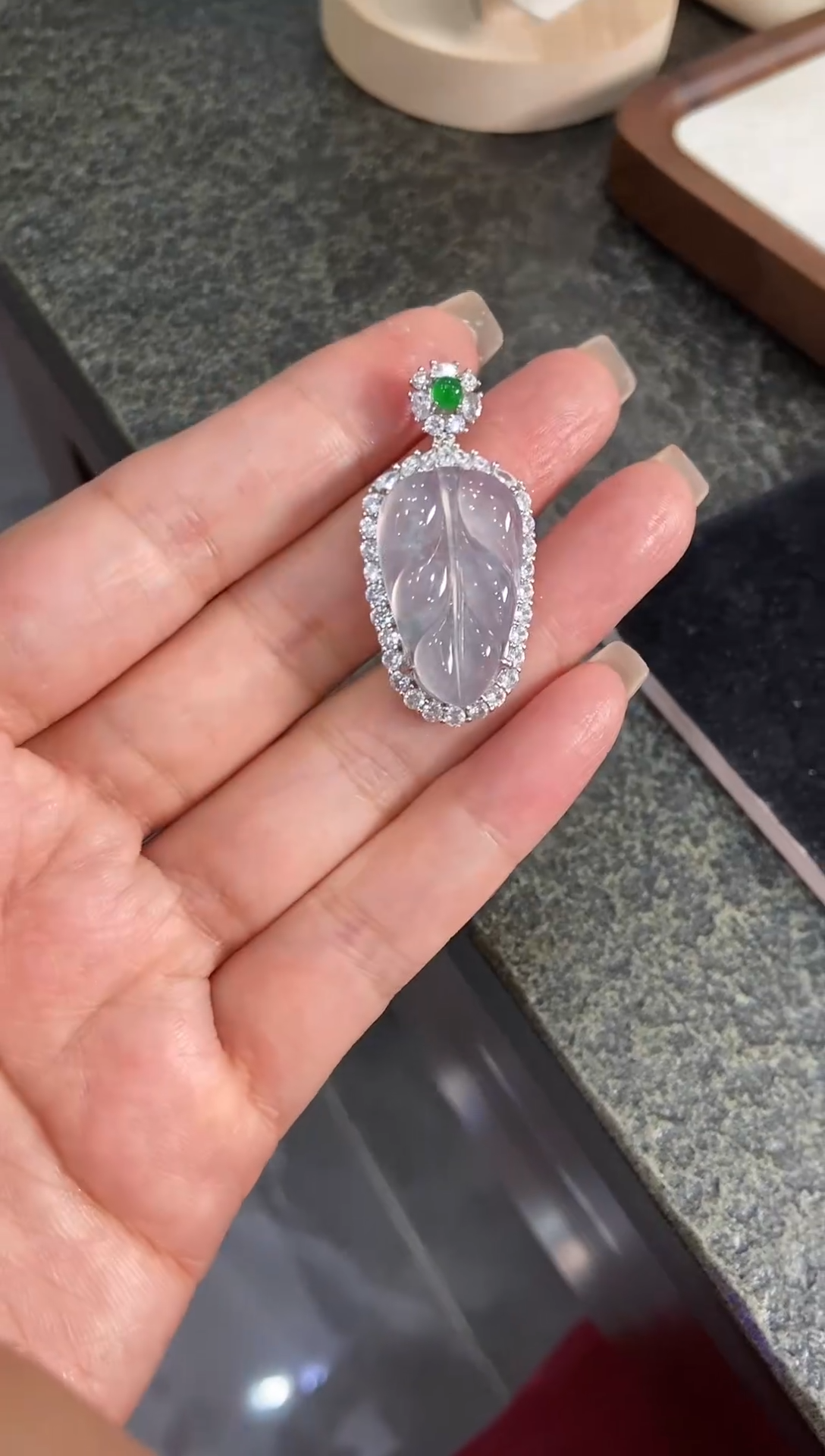 银S925镶嵌挂件翡翠吊坠