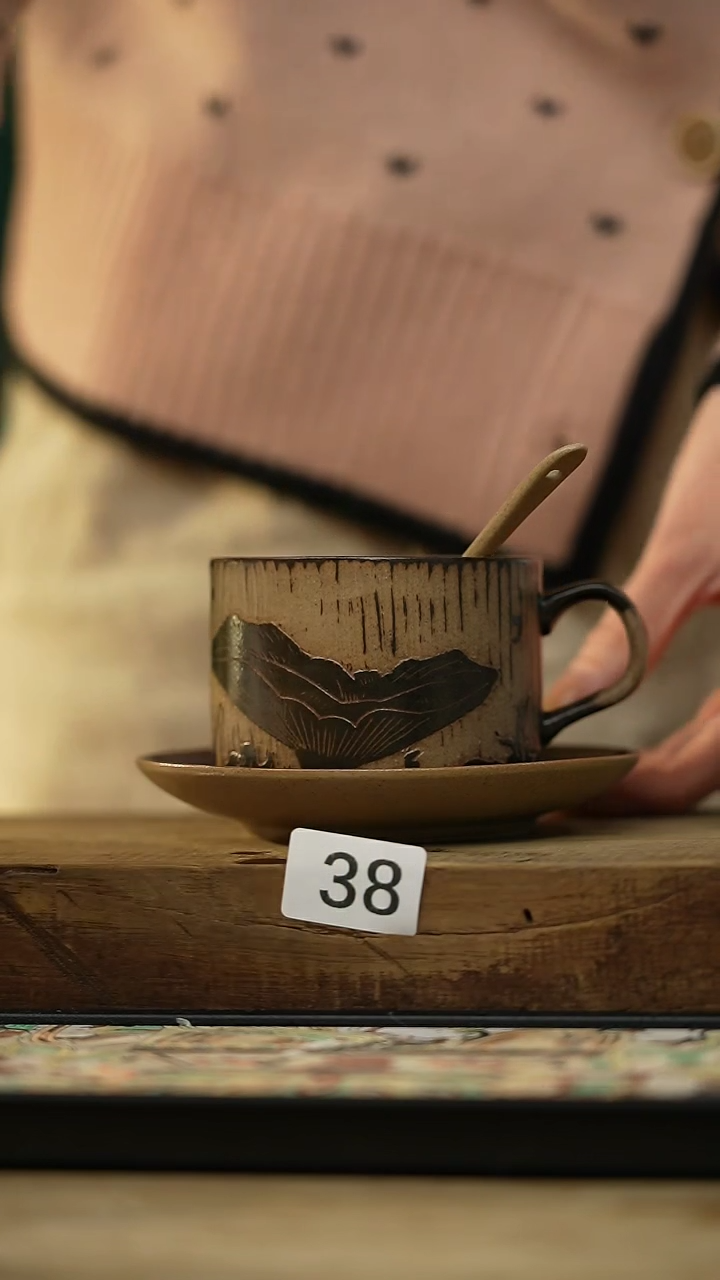 【闪购商品】瓷片新品 设计师手作款 剃刻系列 咖啡杯 