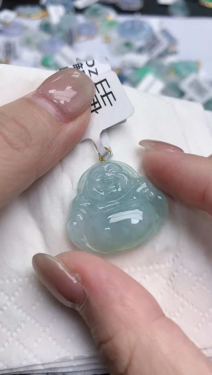 【闪购商品】翡翠颈饰18K金镶嵌天然缅甸翡翠A货