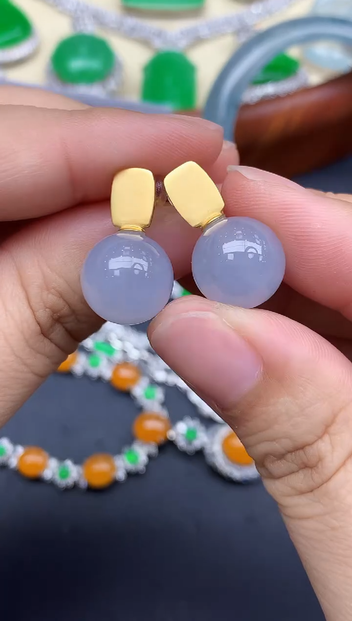 18K金镶嵌翡翠耳饰364-中国好珍宝