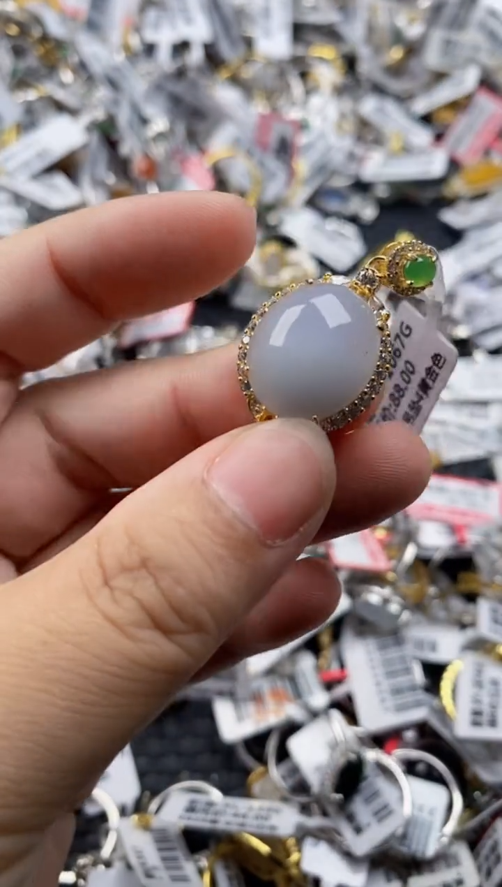 翡翠戒指银S925镶嵌555    1