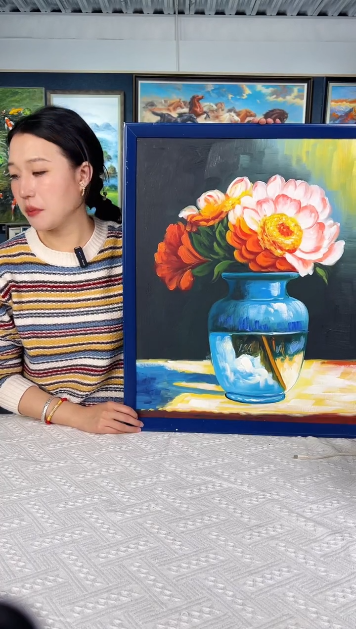 【闪购商品】油画108号 50*60 插花-手绘油画