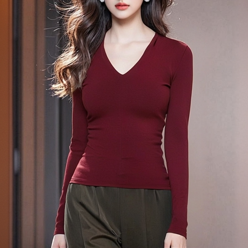 老师同款气质小V领套指长袖舞蹈形体服日常修身古典舞练功服6895