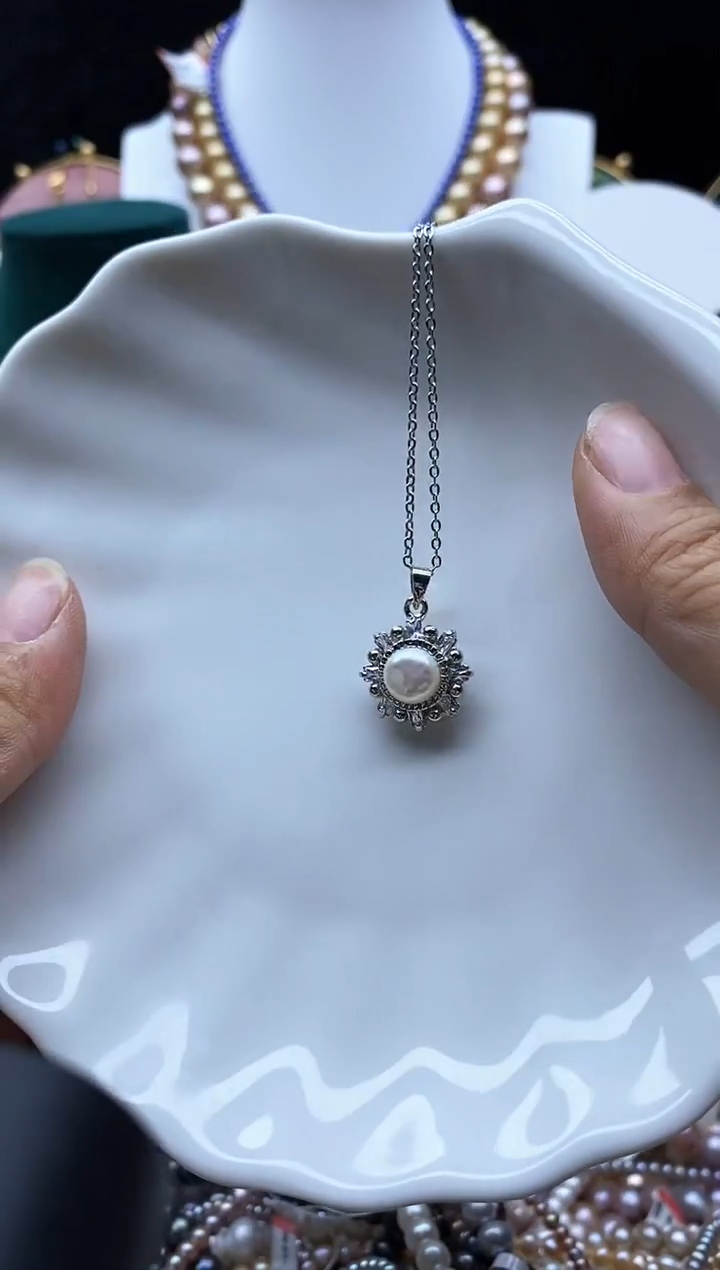 淡水珍珠未镶嵌吊坠(赠链)珍珠吊坠