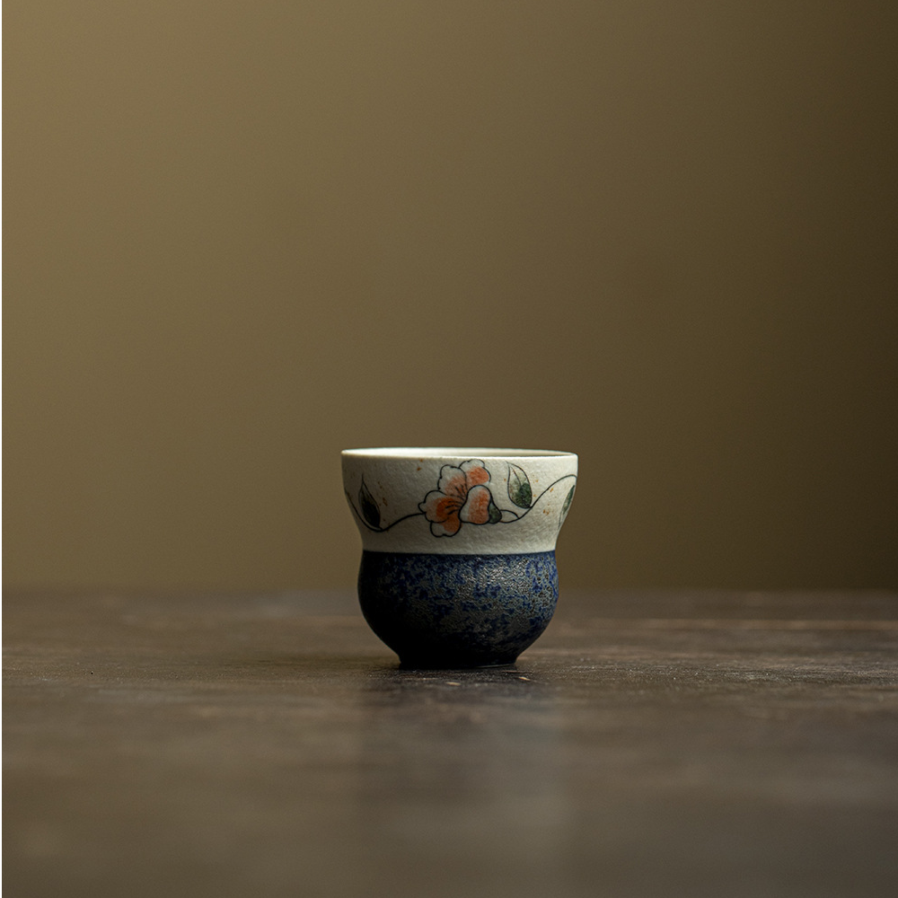 墨己焦糖釉手绘青黛山茶陶瓷茶杯高档葫芦茶杯家用会客品茗杯单杯