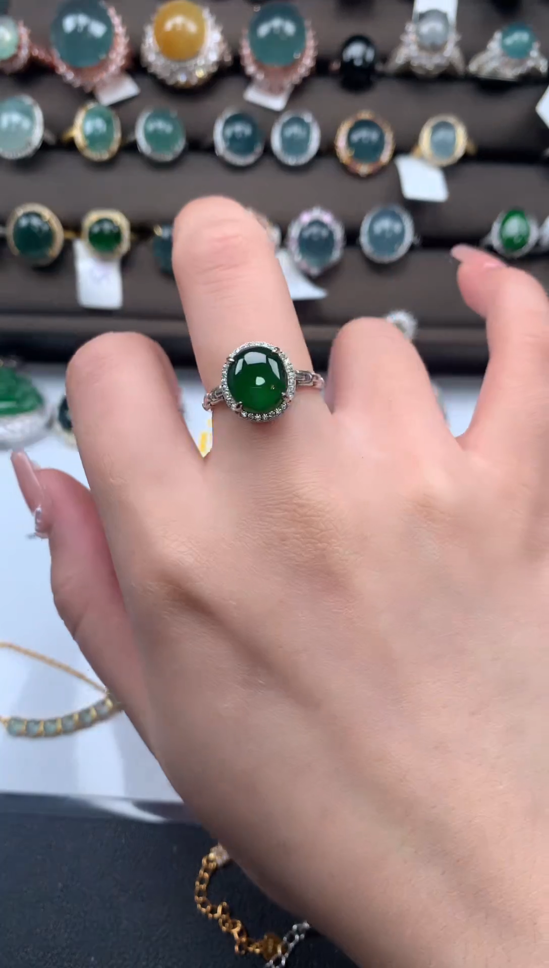 【闪购商品】翡翠戒指银S925镶嵌521412