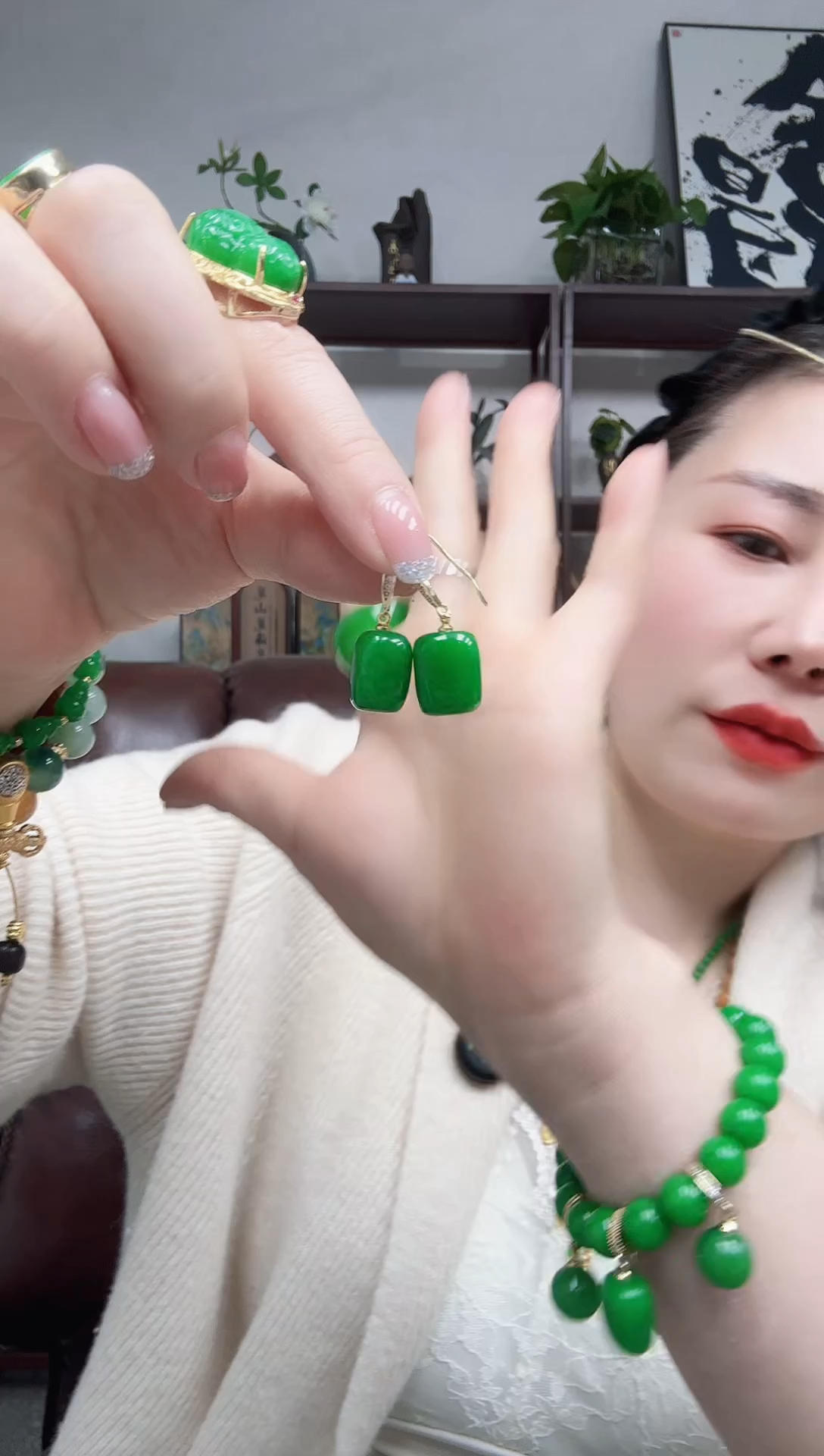 未镶嵌翡翠耳饰方糖耳坠