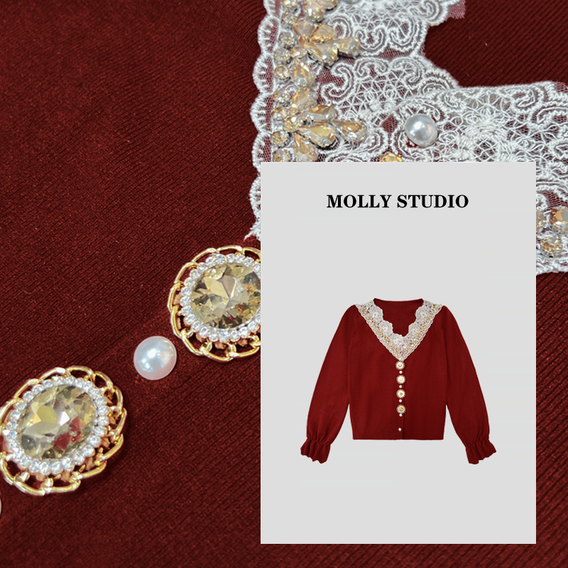 【维港玫瑰】Molly 时尚气质简约优雅百搭重工 针织上衣 M2025632