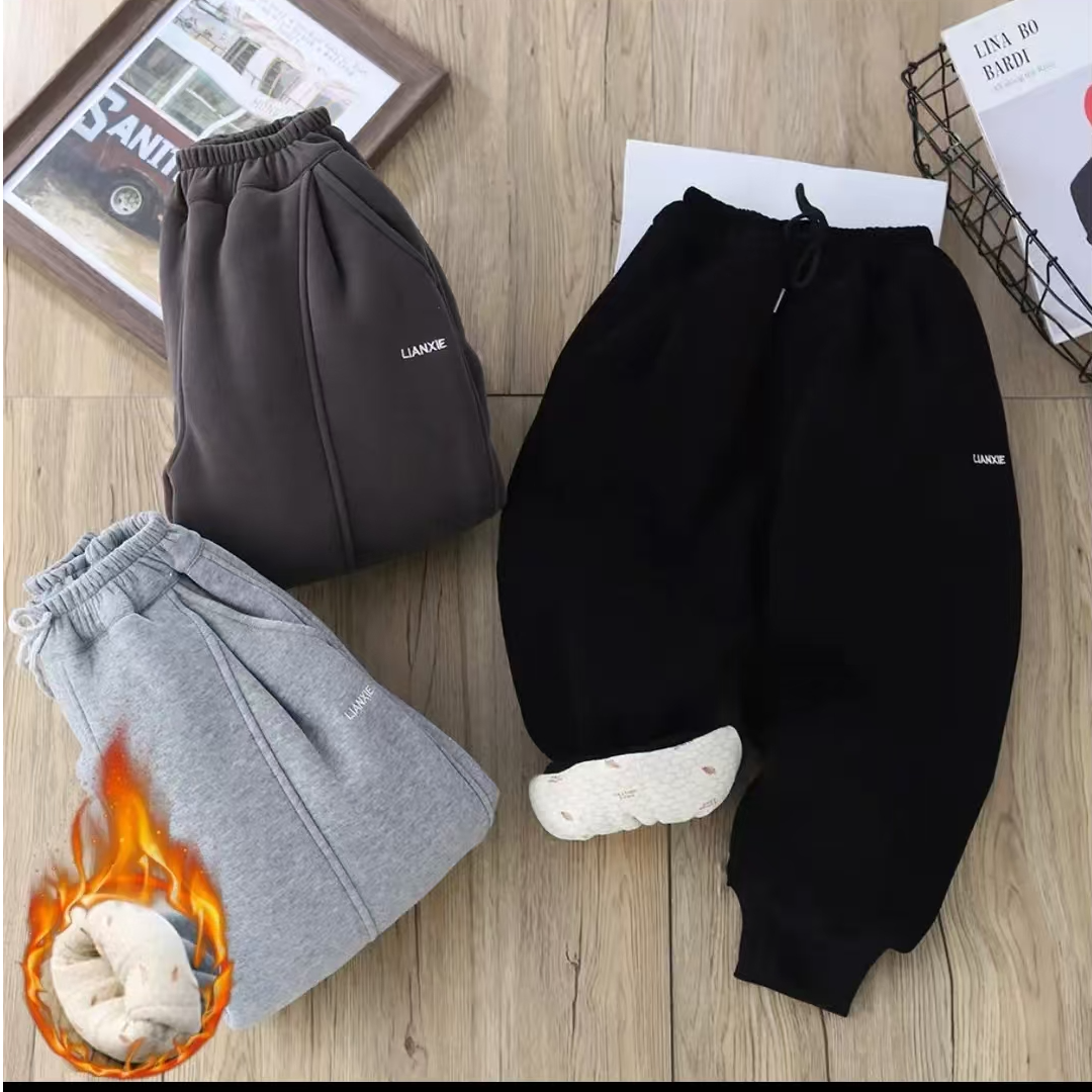 四层加棉加厚抗寒-25°男女童冬季休闲运动棉裤中大童洋气