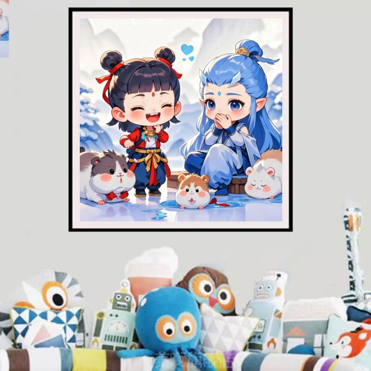 十字绣哪吒敖丙2025新款卡通爆款印花线绣28色