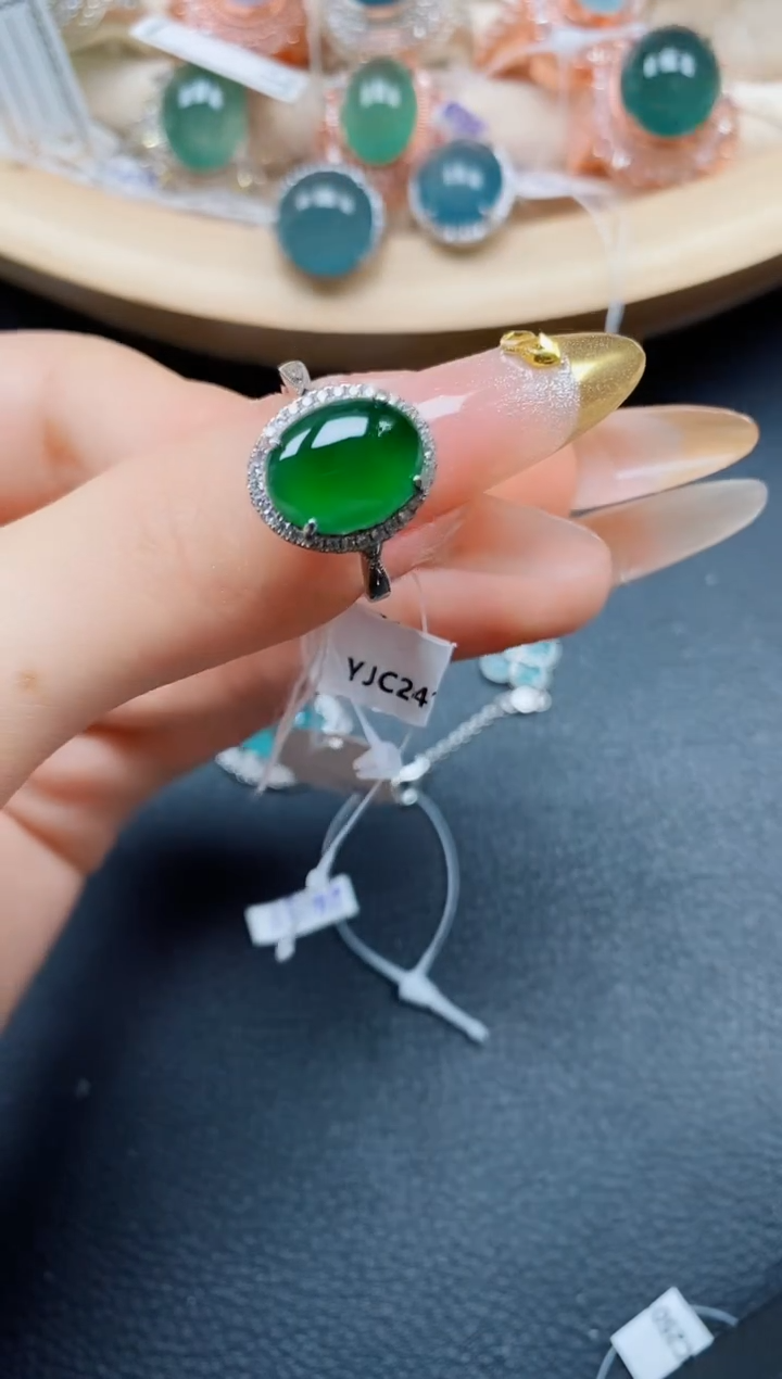 【闪购商品】翡翠戒指银S925镶嵌翡翠