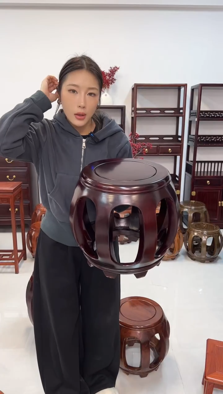 花梨木类家具花梨木小鼓凳酸枝色2张