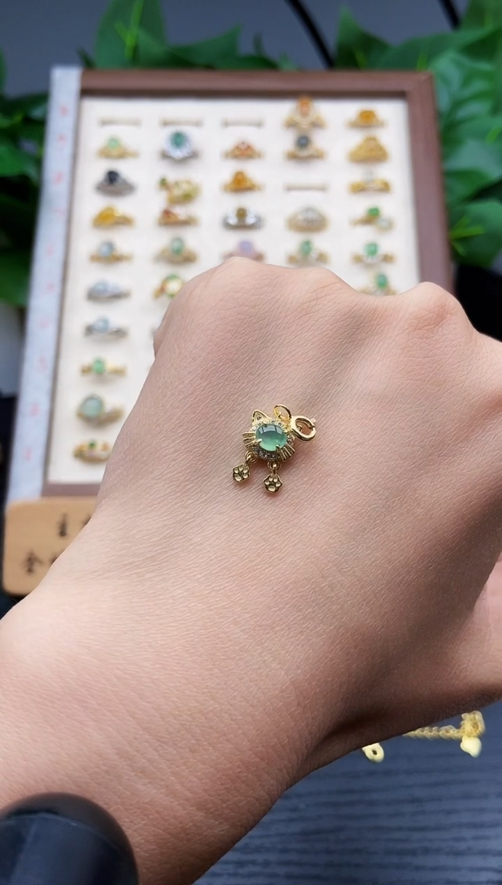 银S925镶嵌戒指翡翠12