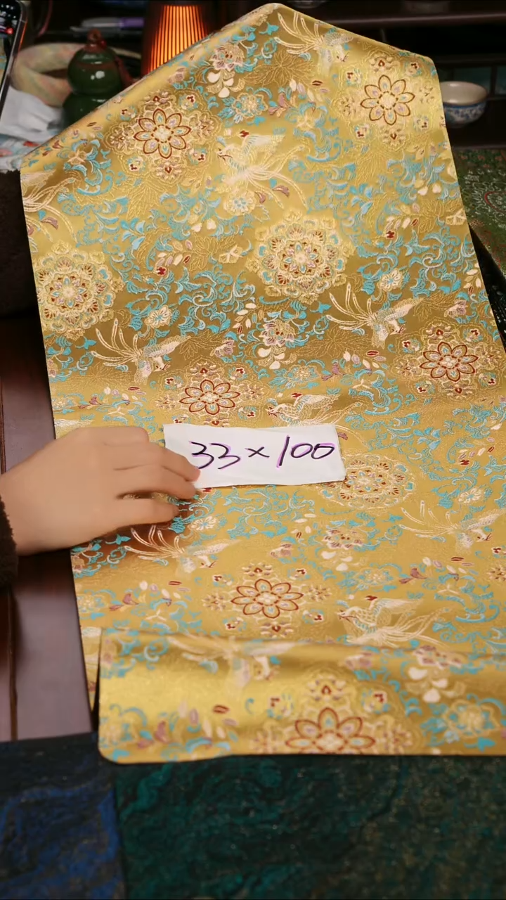 【双凤宝相花单面】中国风干泡织锦茶席33*100