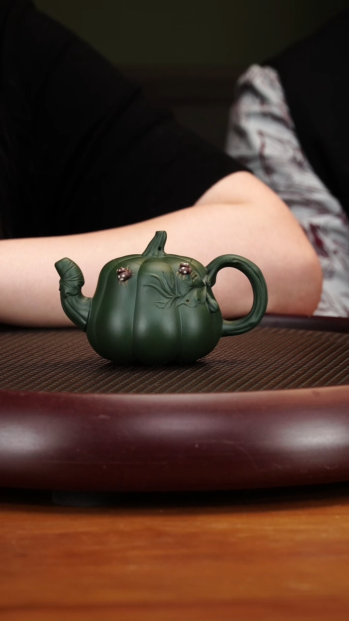 茶壶紫砂47GJF高南瓜 老绿泥160cc