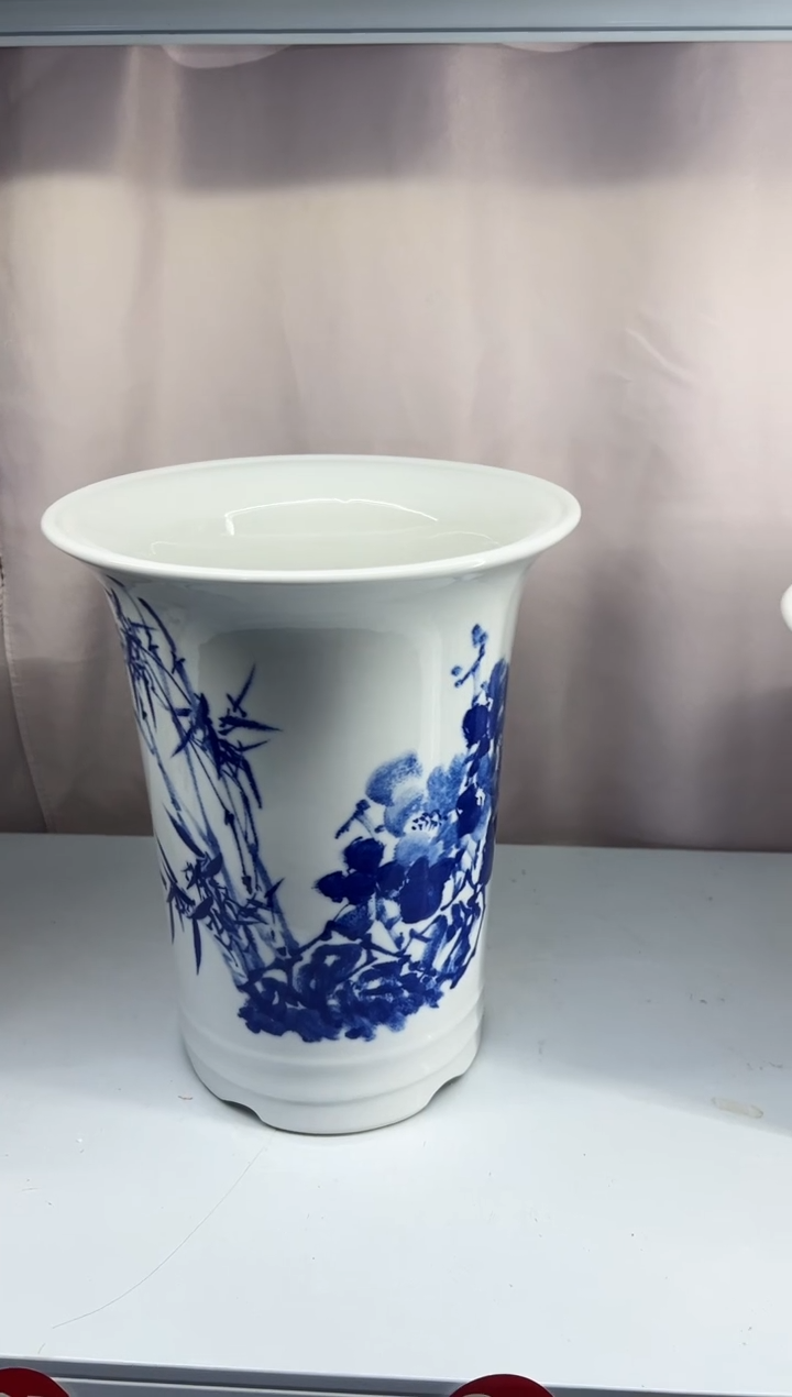 水* 微瑕景德镇青花瓷花盆高28外口23内口18