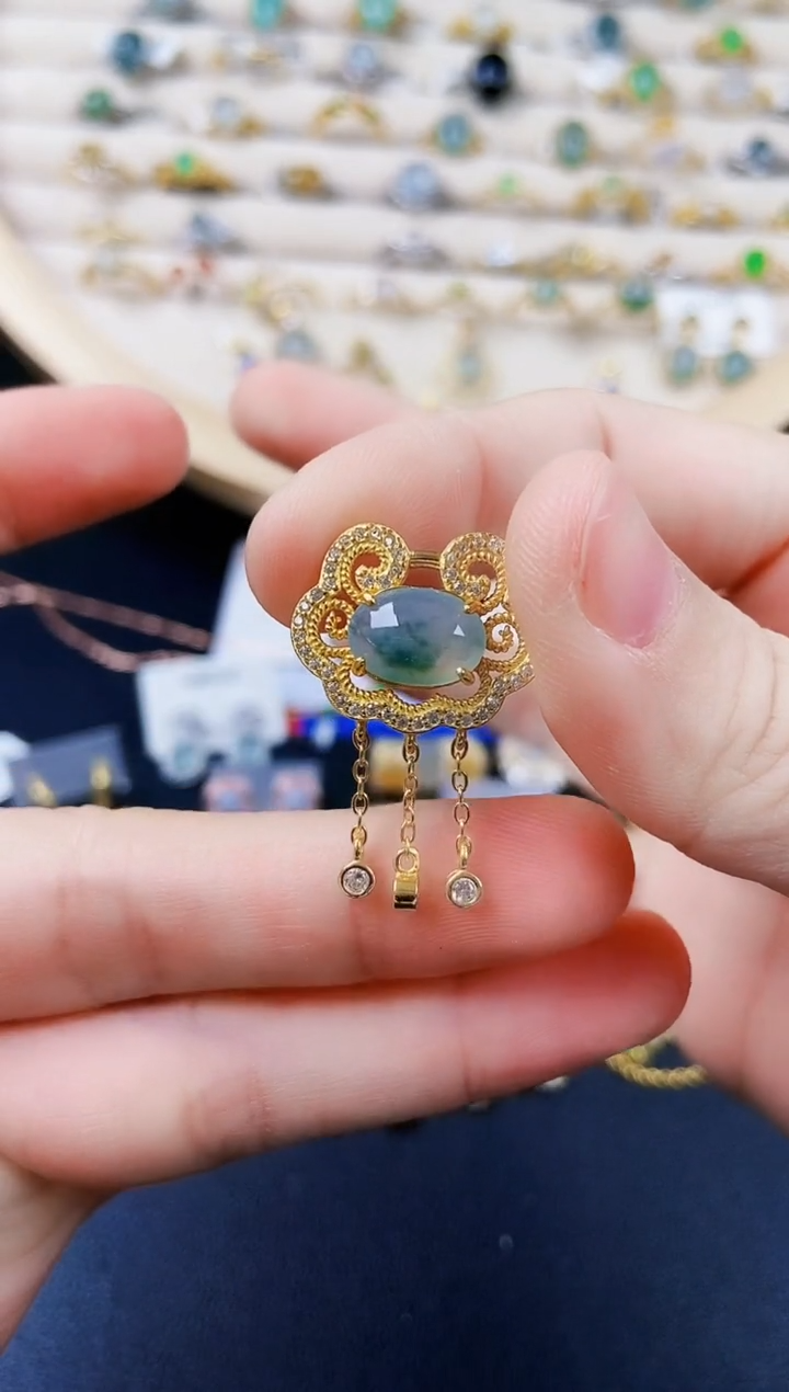 【闪购商品】翡翠银S925镶嵌颈饰6454661