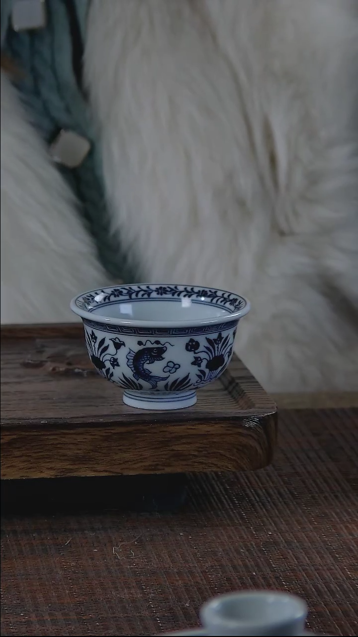 【闪购商品】折葵非器手工手绘鱼藻小压手杯