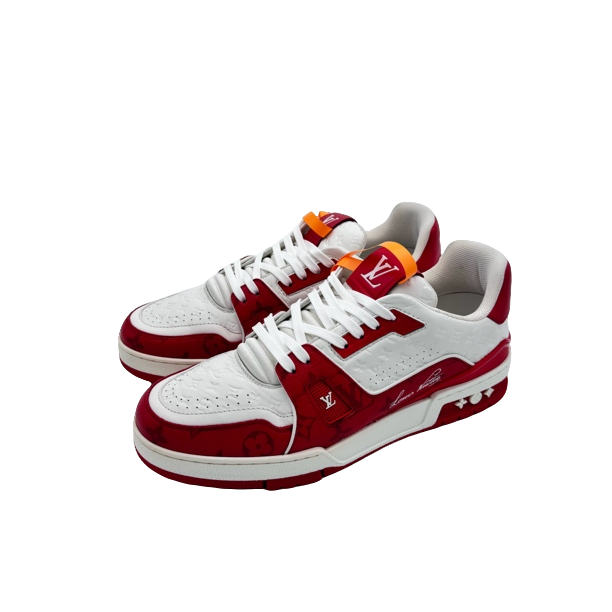 99新 LouisVuitton/路易威登 8码42码白红浮雕trainer99新vv1696