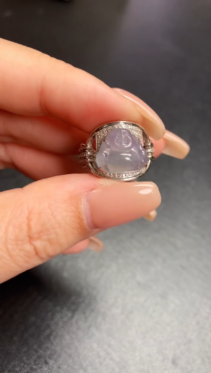 【闪购商品】翡翠吊坠(不含链)18K金镶嵌佛公戒指