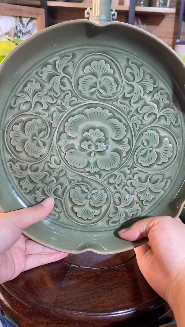 【闪购商品】900056团花牡丹手工盘1只