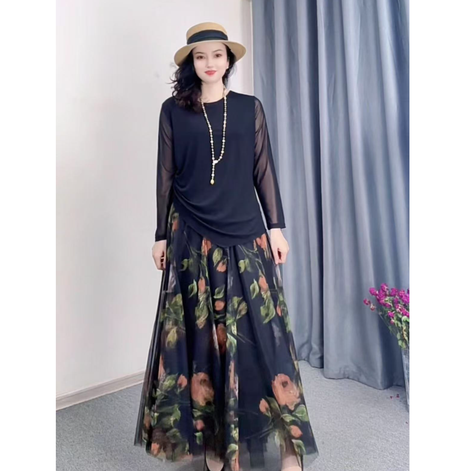 【鑫兰精选】新品两面穿显瘦半身裙气质时尚百搭橘色简约款