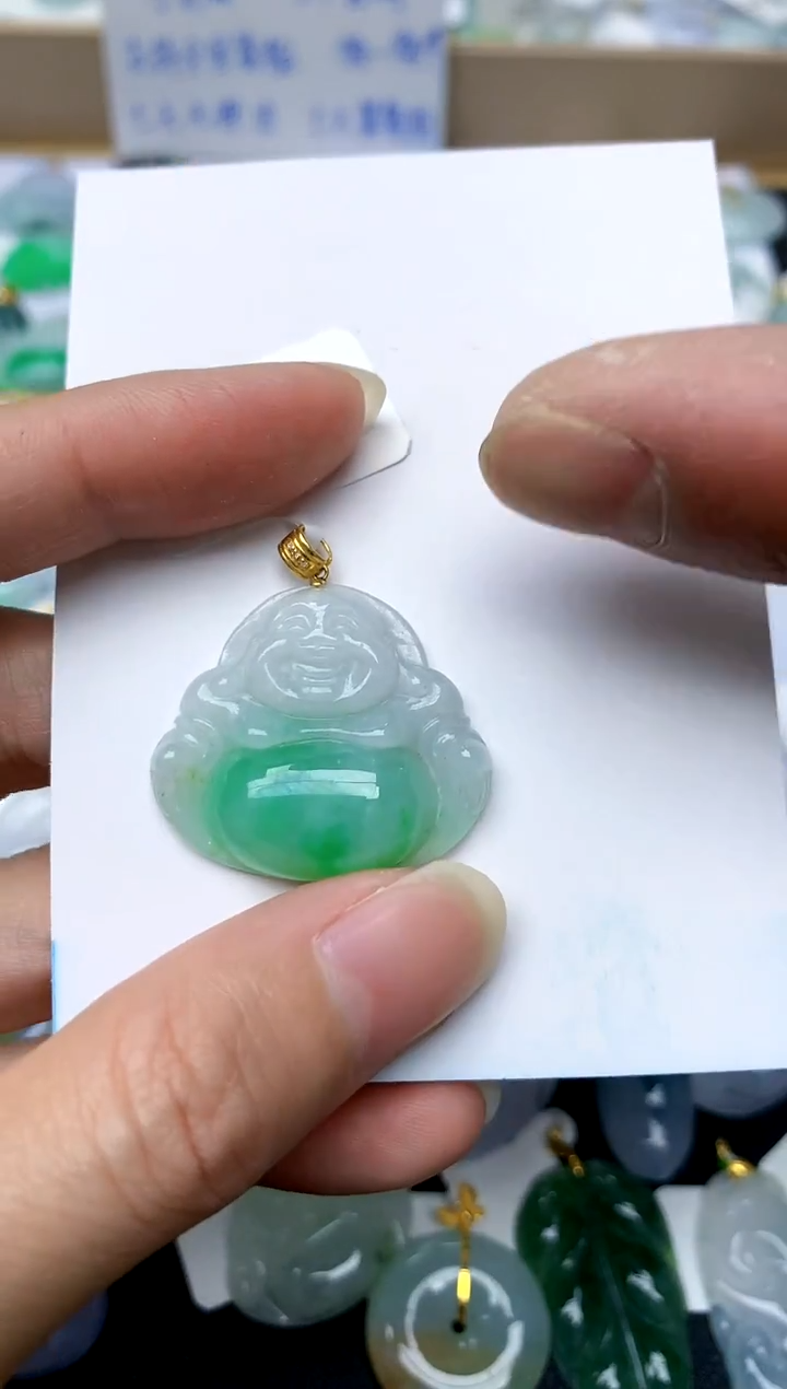 【闪购商品】翡翠颈饰18K金镶嵌85天然A货翡翠