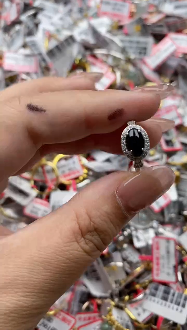 【闪购商品】翡翠戒指银S925镶嵌66666---3