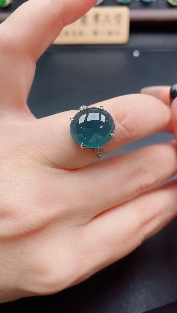 银S925镶嵌戒指翡翠1