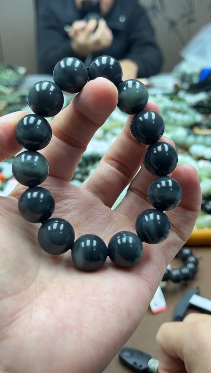 未镶嵌手串和田玉新疆若羌青花14圆