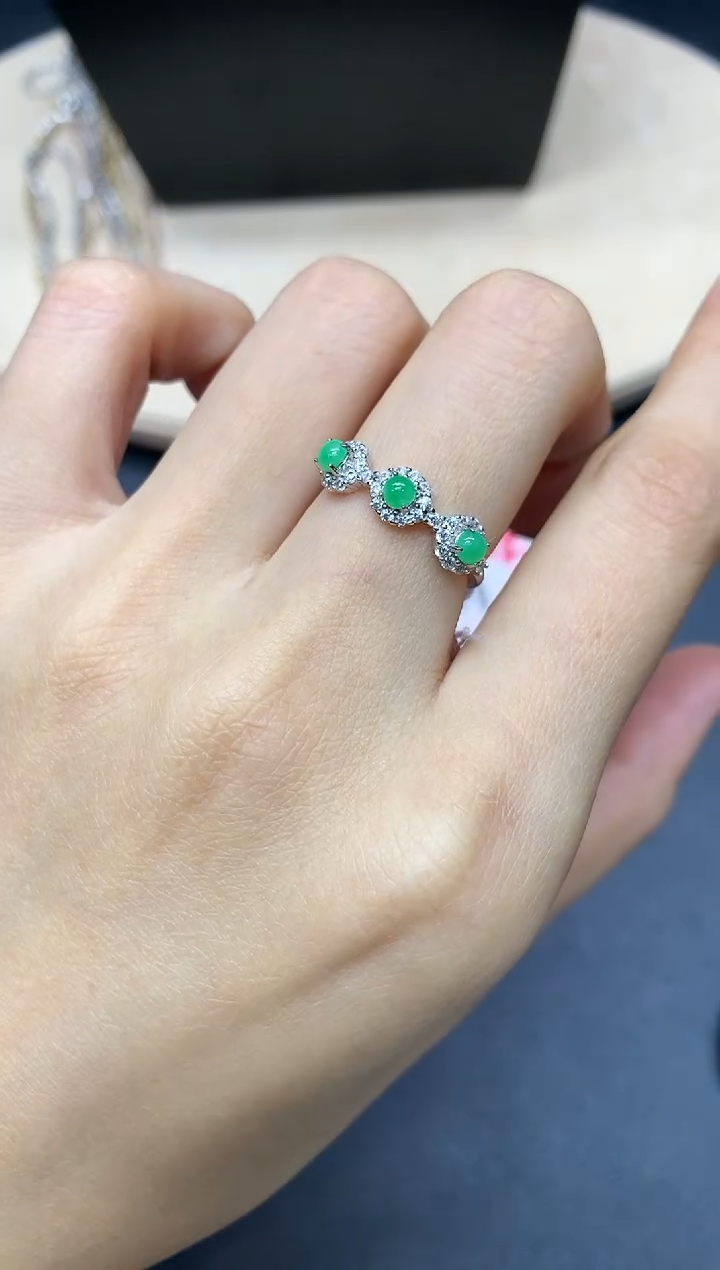 【闪购商品】翡翠戒指银S925镶嵌蛋面【多样性发其一】