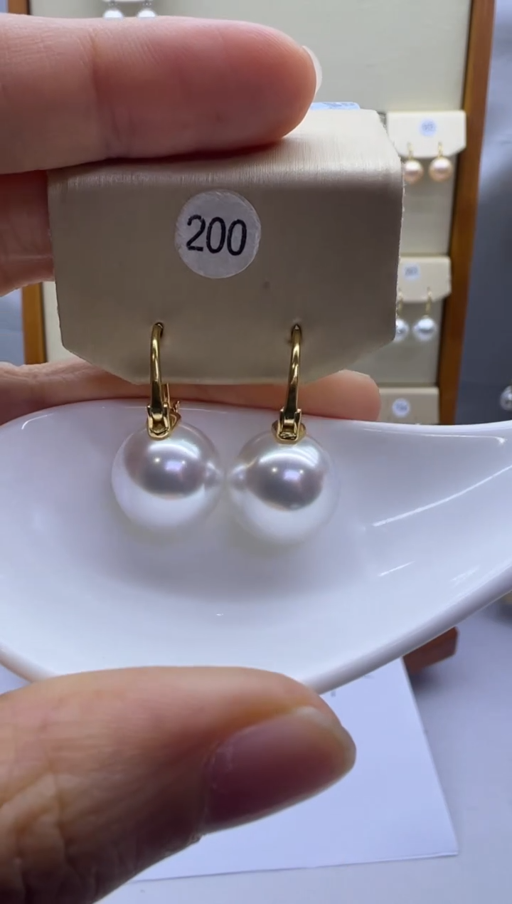 银S925镶嵌耳饰淡水珍珠200