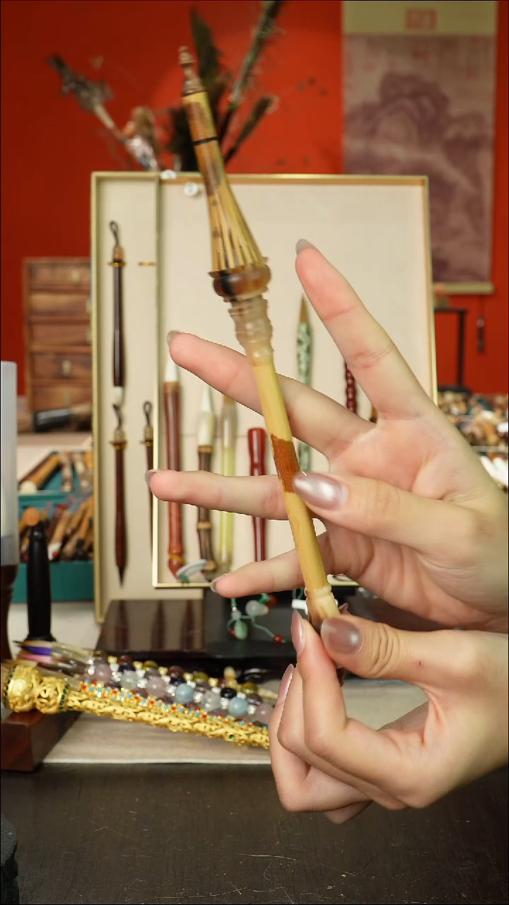 412号闪孤品高货毛笔链接 清水试笔 蘸墨不退