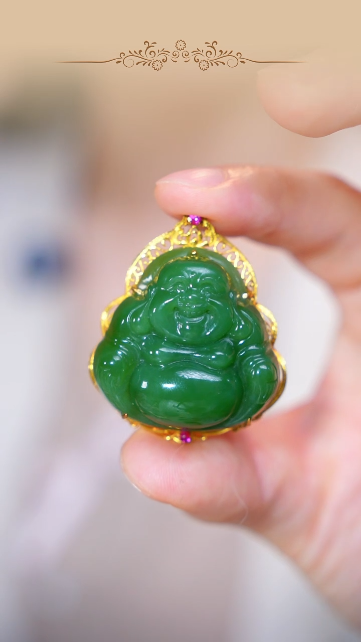 【闪购商品】和田玉吊坠18K金镶嵌30mm佛公