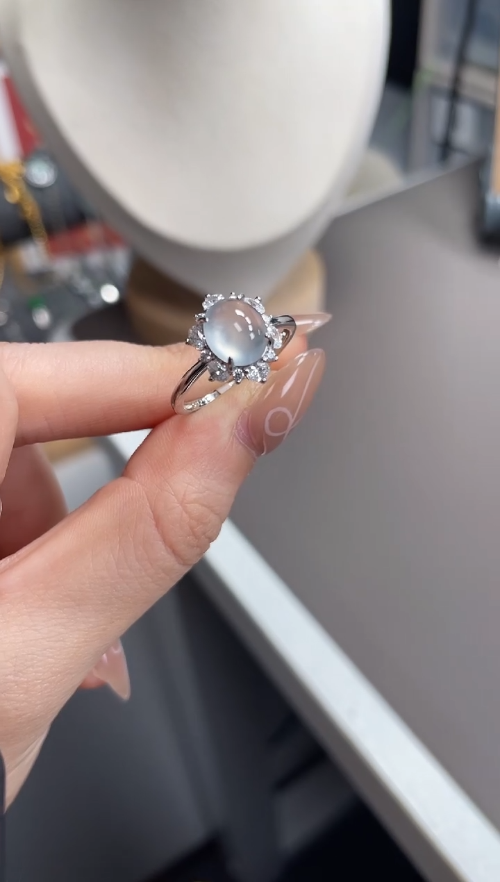 银S925镶嵌戒指翡翠99999