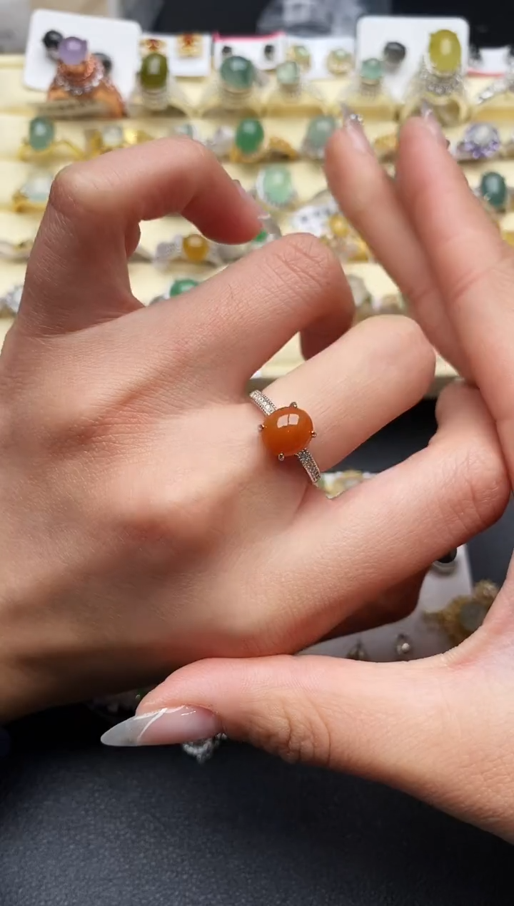 【闪购商品】翡翠戒指银S925镶嵌7777  6+