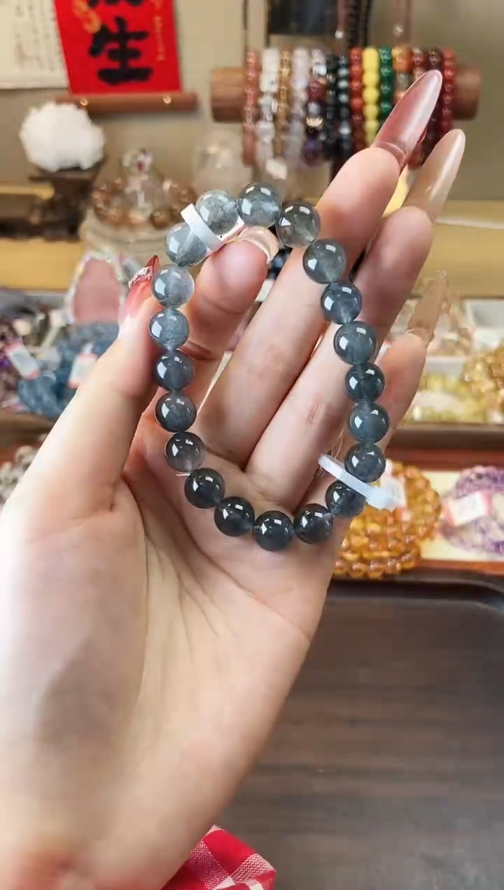 【闪购商品】水晶手串未镶嵌9mm蓝兔毛