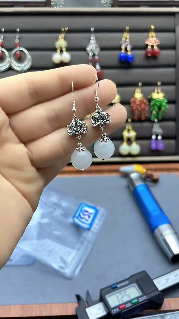 【闪购商品】和田玉耳饰银S925镶嵌353000