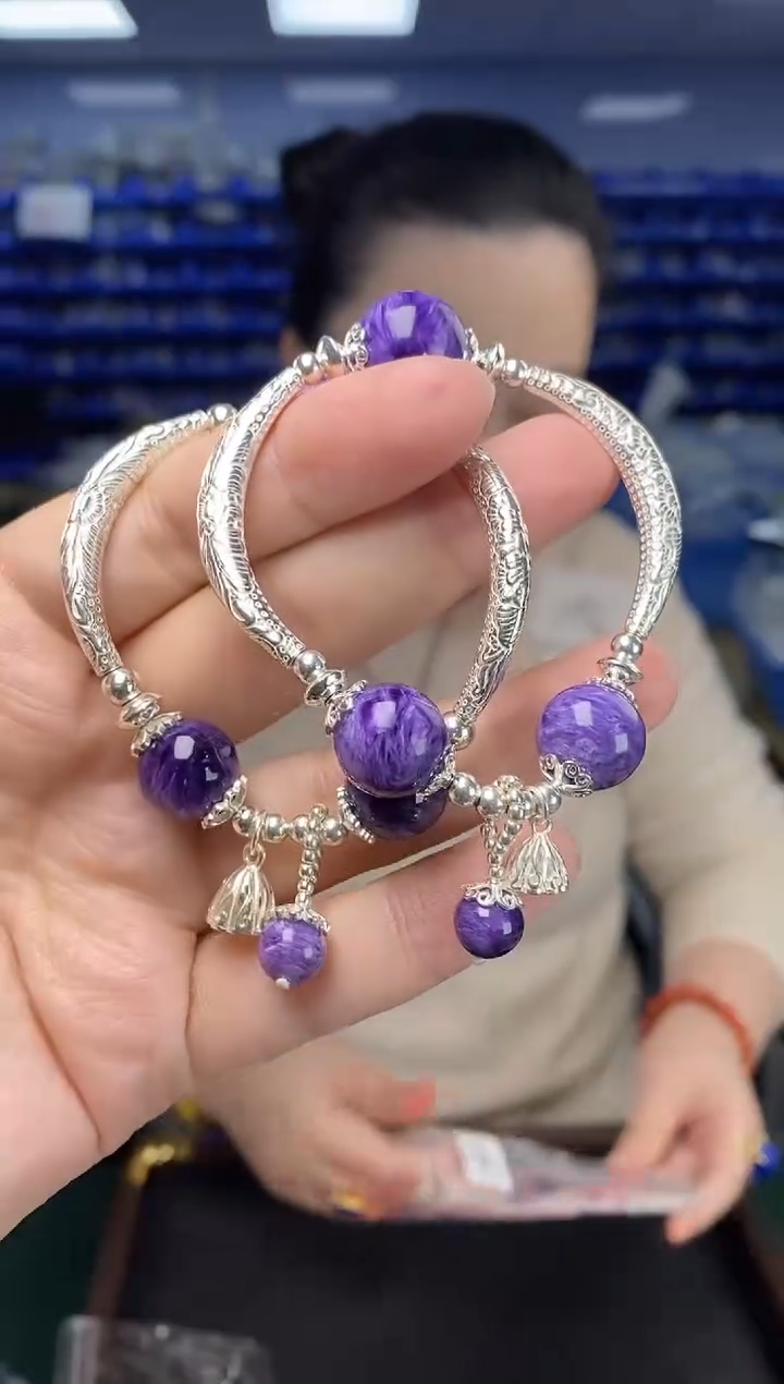 未镶嵌查罗石（紫龙晶）手镯多样性发货发其一 