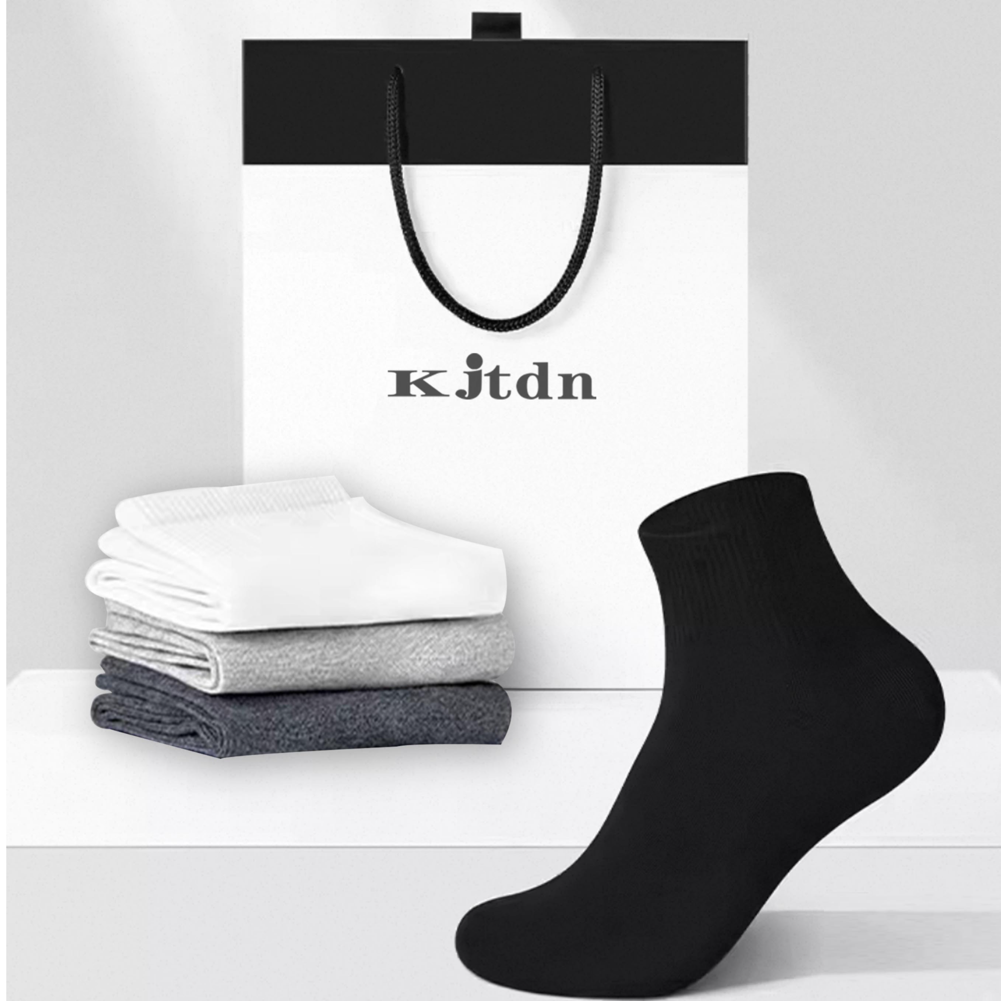 珍珠棉【礼盒5双】袜子男女四季中筒袜黑色短袜运动袜抗菌透气