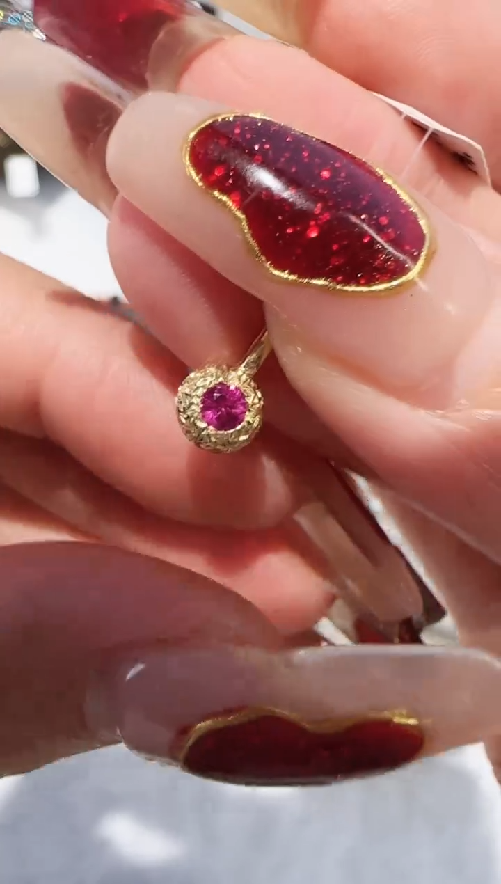 【闪购商品】红宝石吊坠(不含链)18K金镶嵌红宝泡泡吊坠
