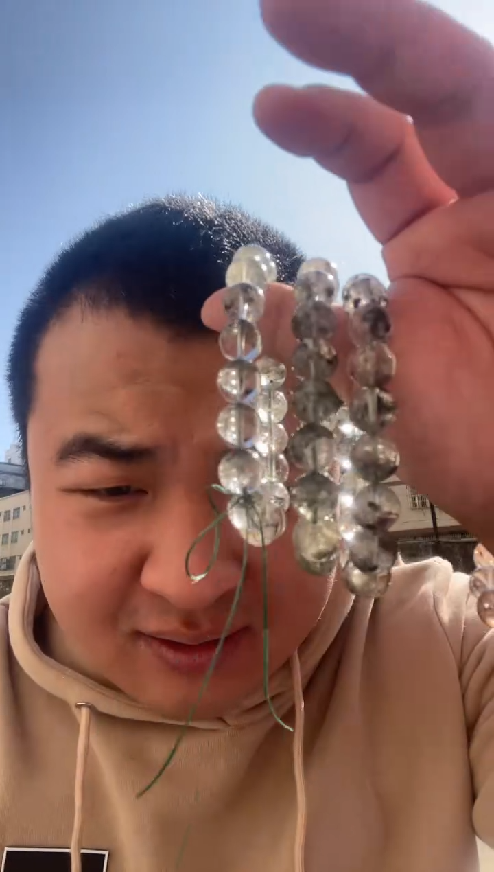 【闪购商品】水晶手串卡12mm未镶嵌天然绿幽灵手串多样性发一